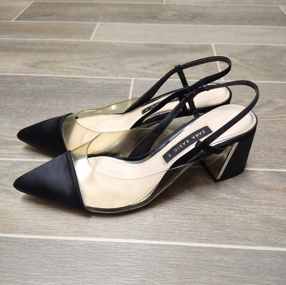 Zara Vynil Slingback Block Heel Pumps - Picture 2 of 9